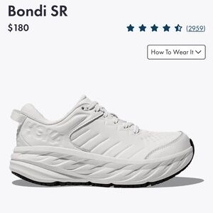 Hoka Bondi SR White Leather Size 10